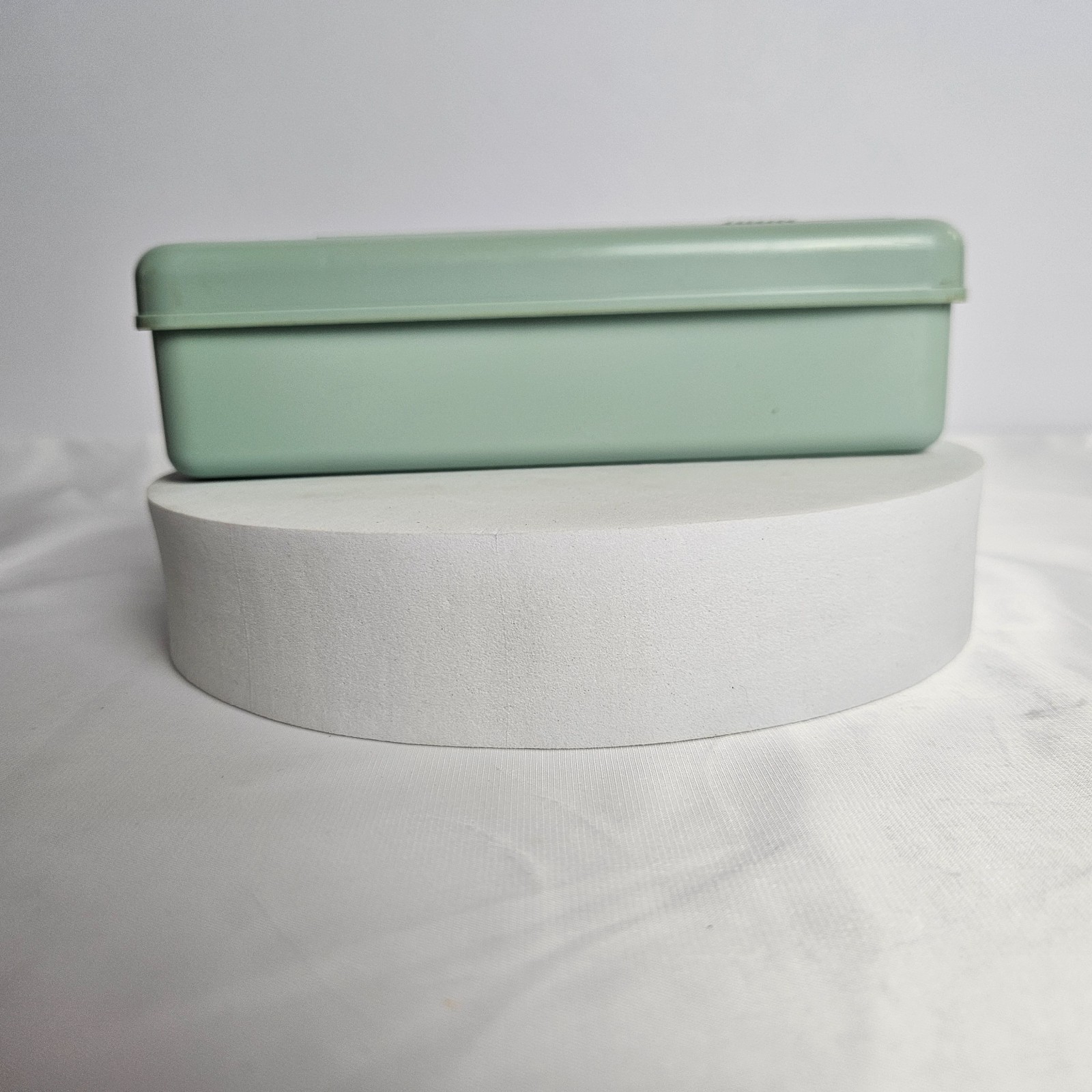 Vtg Sewing Box Vintage Mint Green Plastic Storage Case Mid Century Craft Retro