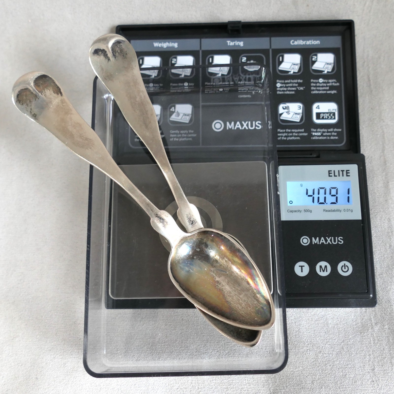 Lot 2 American Coin Silver Spoon CAW CROSBY Boston Mass 6”: Total 40.9 Grams