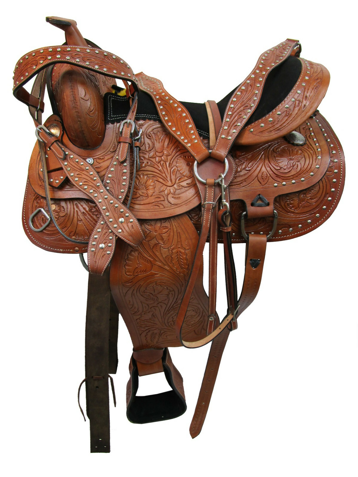 USED WESTERN SADDLE 15 16 17 18 PLEASURE HORSE BARREL RACING TOOLED LEATHER TACK