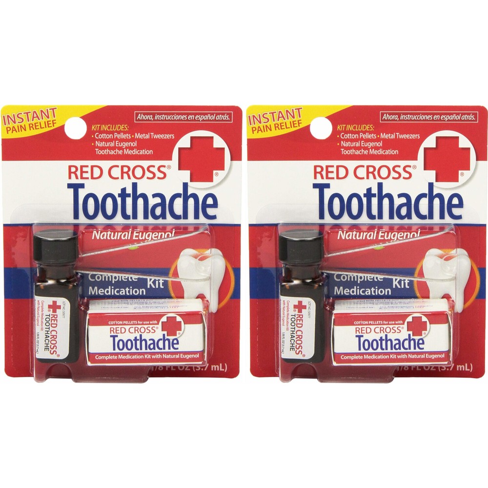 2 Pack Red Cross Toothache Complete Medication Kit 0.12Oz Each