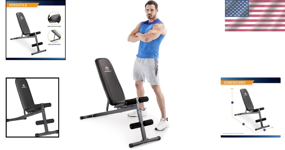 Versatile Adjustable Utility Bench for Strength Training - Black, Compact Design
