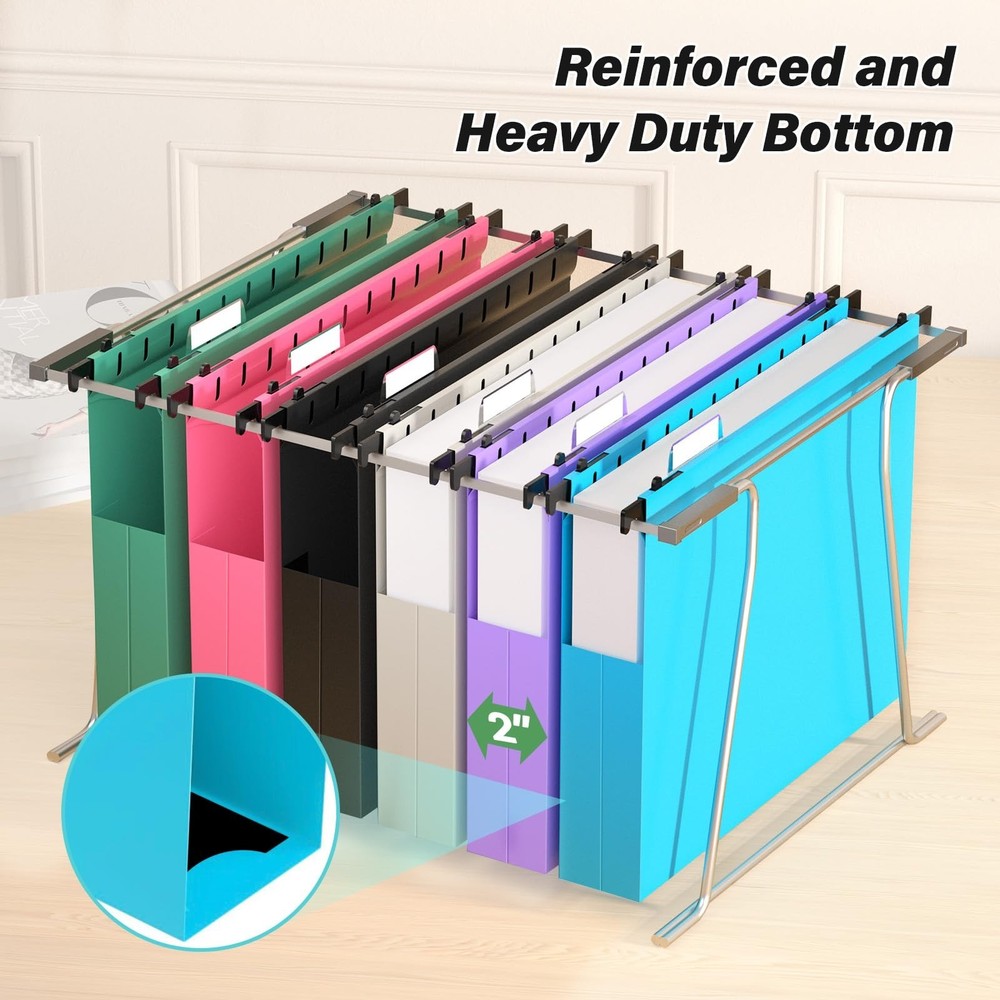 Plastic Hanging File Folder Letter Size,Heavy Duty 2" Expandable File Folder ...