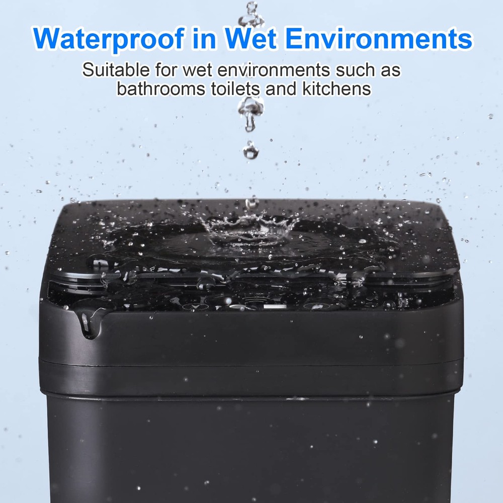 Anborry Bathroom Automatic Trash Small, 2 Pack 2.2 Gallon & Black