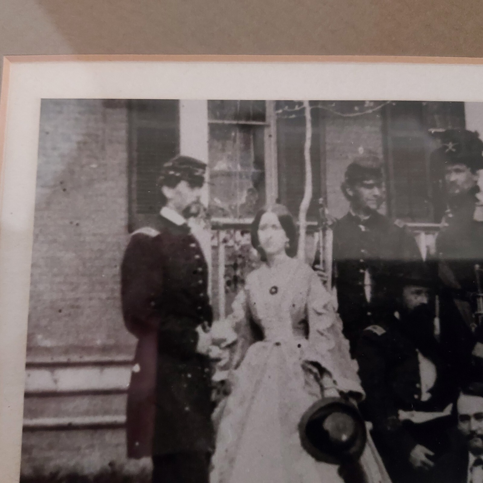Framed Photo of General Stoneman & Staff at Carlisle Barracks c/1860 Wood Frame