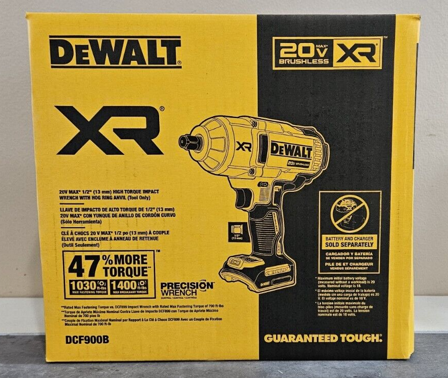 DeWalt 20v Max Brushless XR 1/2" High Torque Impact Wrench Hog Ring Anvil DCF900