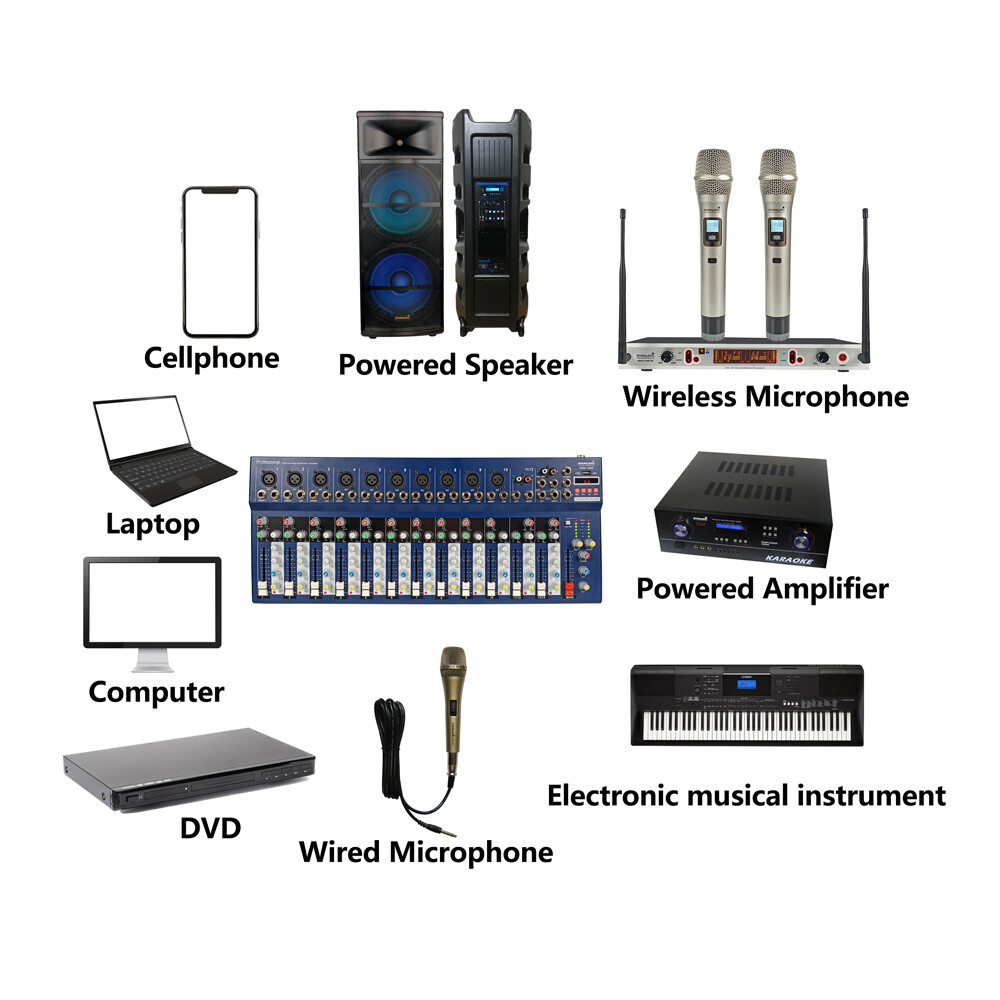 Pro 14CH Audio Mixer Function USB Mixing Console Stage Live Studio Mixer System