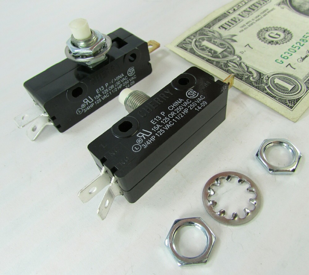 Lot 2 Cherry E13 15A Normally Open/Closed Pushbutton Switch 125/250 VAC E13-65L0