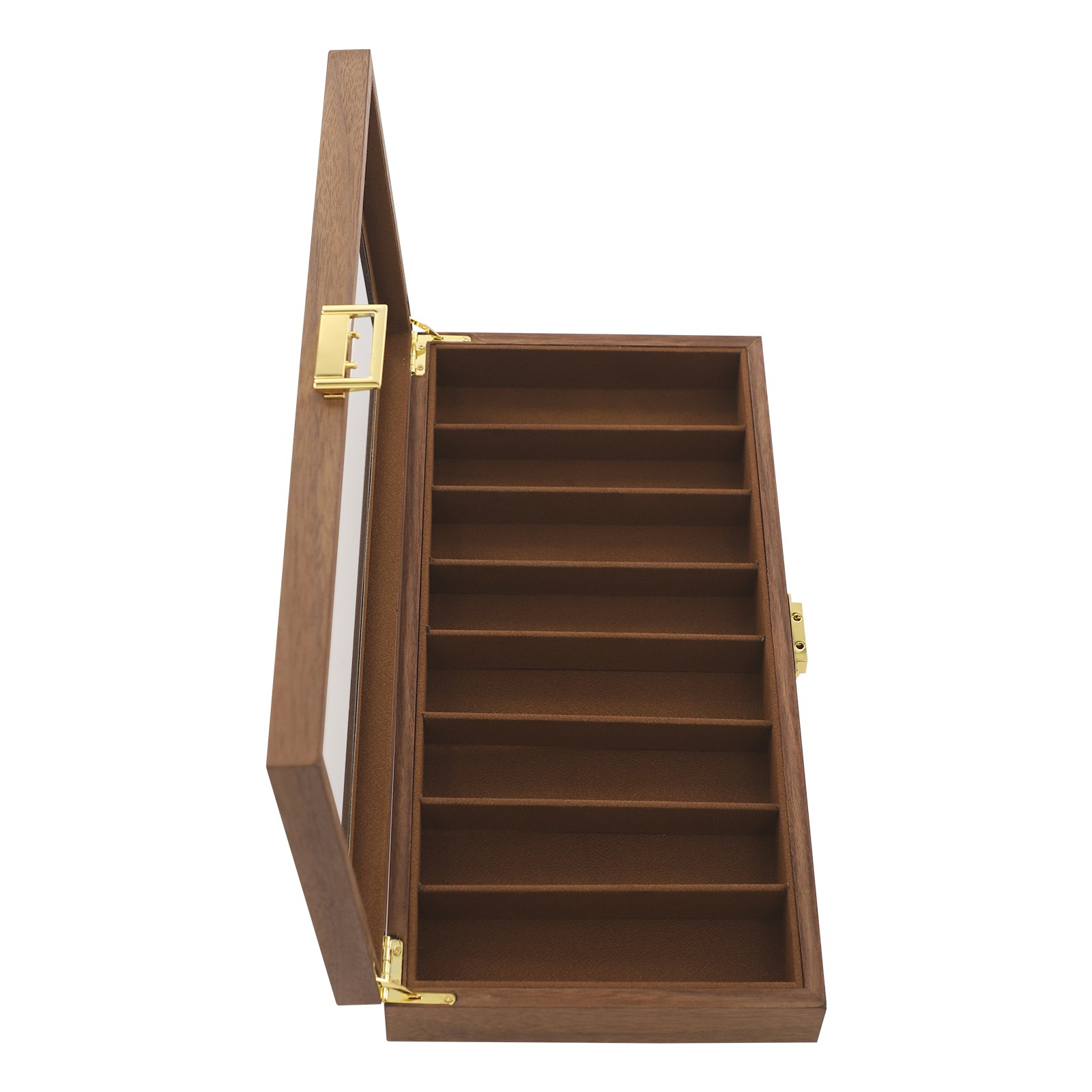 8 Compartment Knife Display Case 40*19*5 cm Glass Top Knife Storage Box