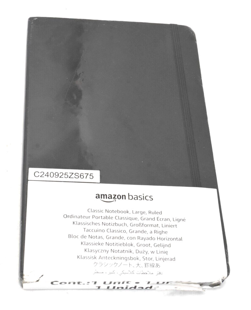 Amazonbasics Classic Notebook Large Ruled Lined Hardcover Black Notebook