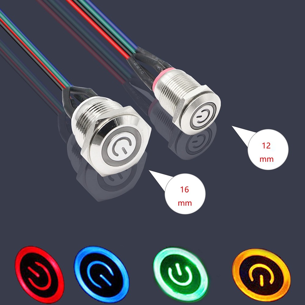 XMSJSIY Chassis Switch - Metal Button, PC Case LED Power Button 12mm, Blue