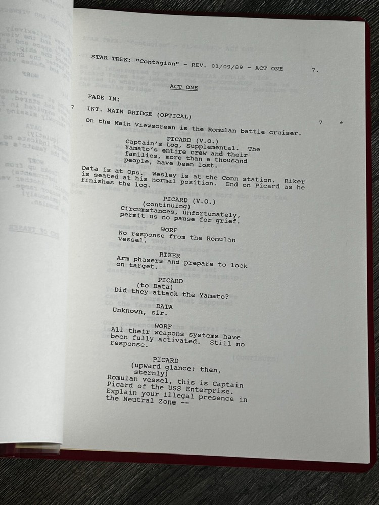 STAR TREK Script The Next Generation Contagion 2nd Revision Final Draft Jan 1989