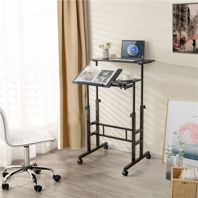 OFFICEJOY Adjustable Computer Desk Mobile Stand up DeskTilting Workstation