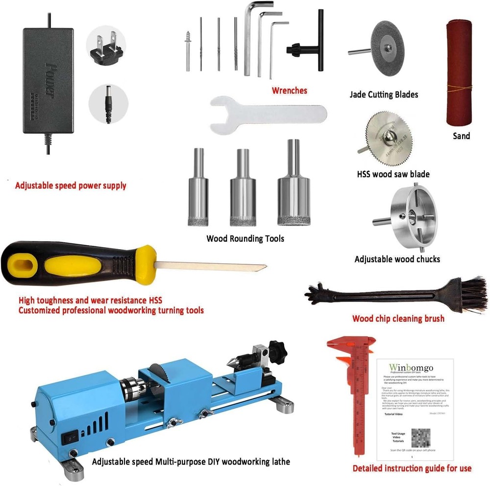 Mini Lathe Wood Lathe Machine Multi-Purpose Type Lathe Milling Cutting Grinding