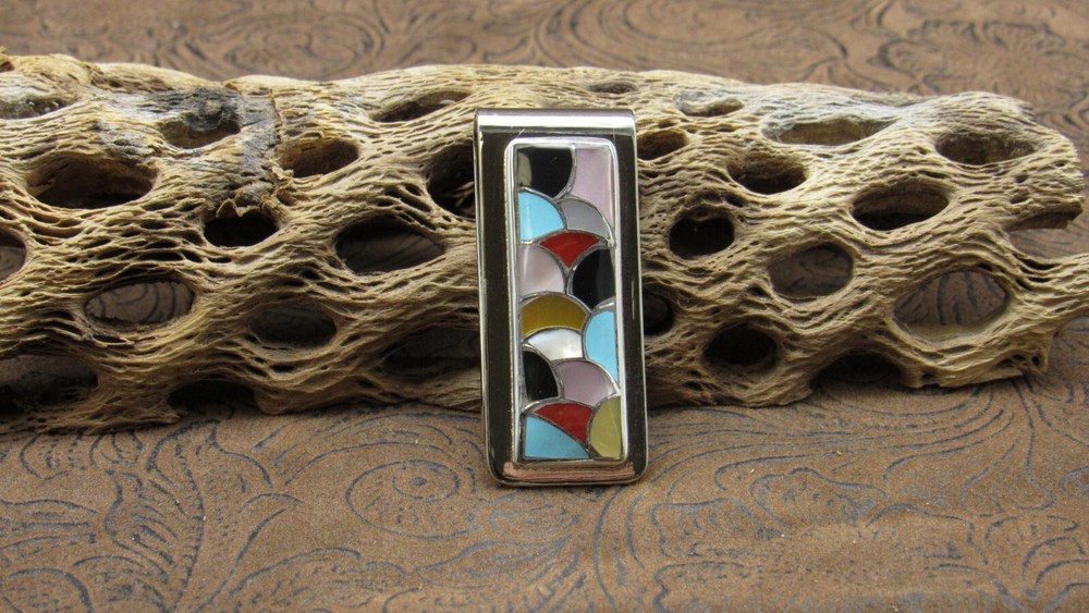 *Multi Stone Inlay Money Clip+