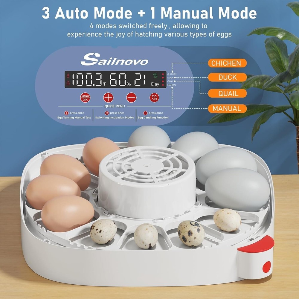 12 Egg Incubators for Hatching Eggs with Automatic Turning/Temperature Control