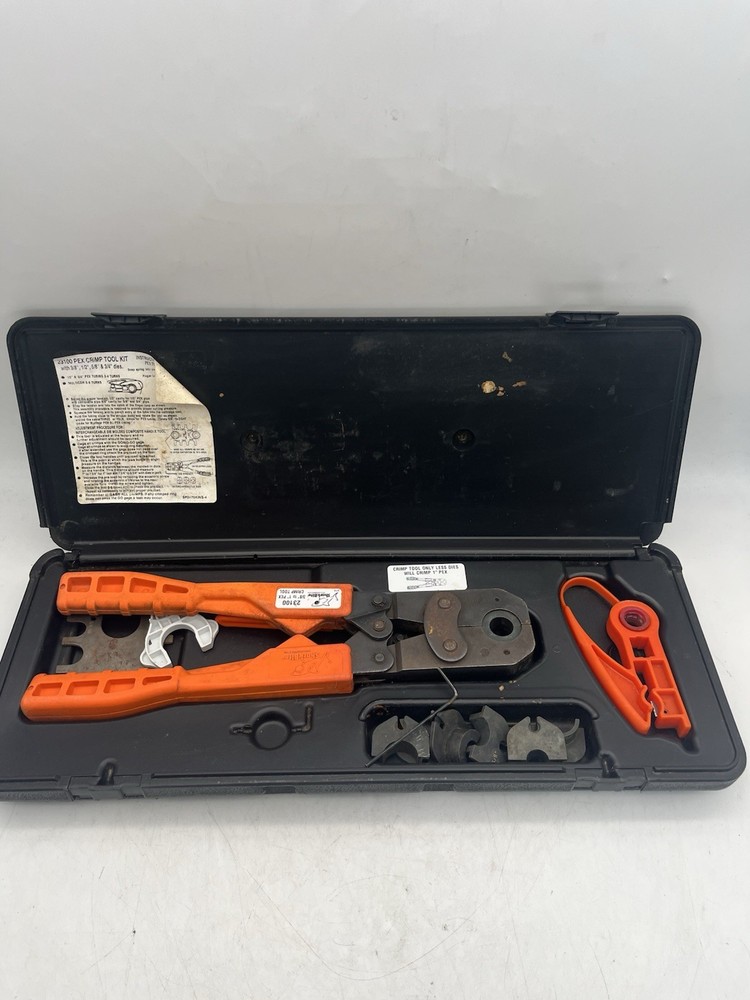 SharkBite 23100 Multi-Head 5000 lbs Force 3/8" to 1" PEX Crimp Ring Tool Kit