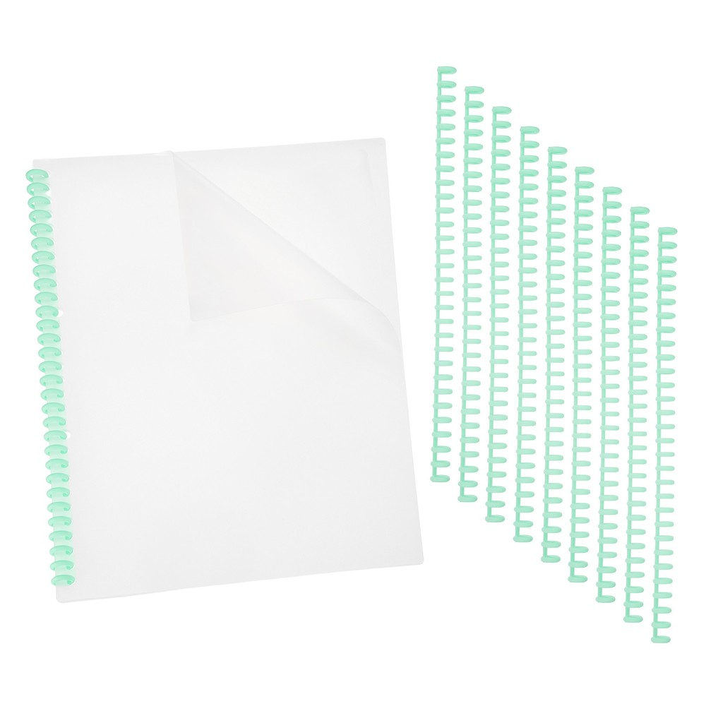 20Pcs Clear Presentation Binding Covers with 10Pcs 8.5mm Combs Kit, Green