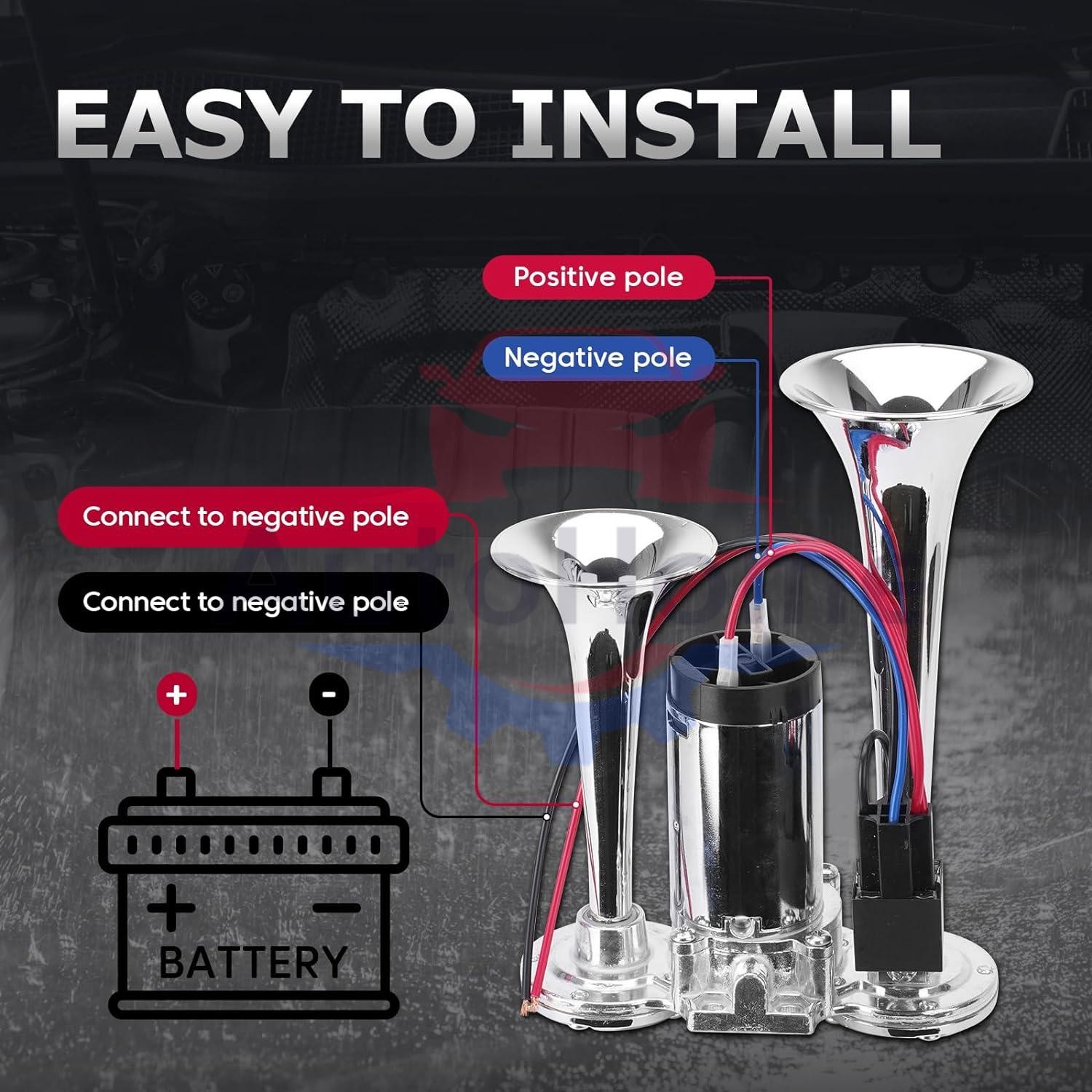 600DB Dual Trumpets Super Loud Car Electric Air Horn Truck Boat Train Speaker US