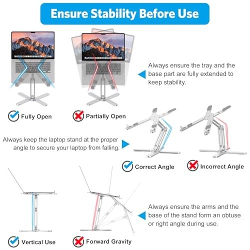 360° Rotating Laptop Stand Riser - Ergonomic, Adjustable Height, Foldable, Fits