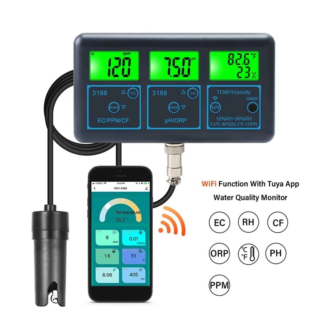 Tuya WiFi 7 In1 Water Quality Tester Multi-Parameter Water Analyzer9803