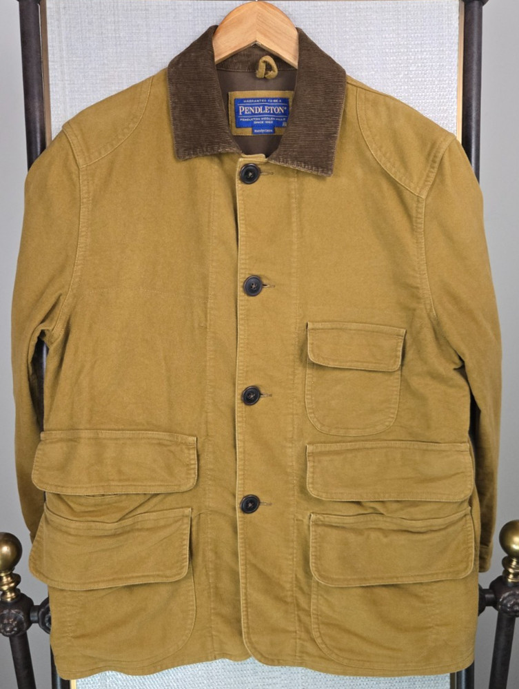PENDLETON Size Medium Mens Chamois Moleskin Button Hacking Field Jacket Tan Coat