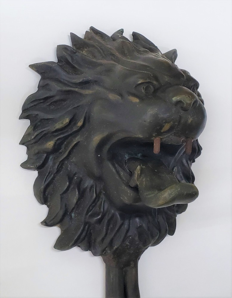 Unique 2 Light Cast Brass Lion's Head Wall Sconce