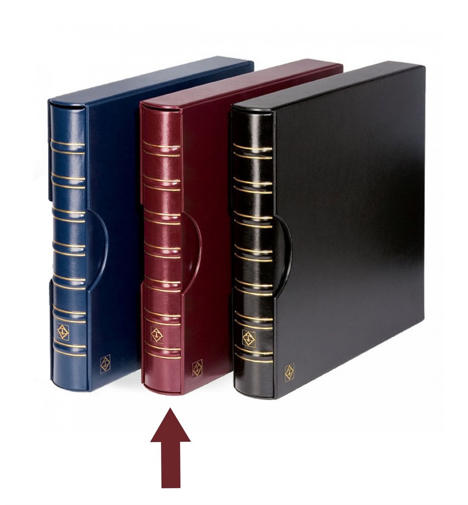 Lighthouse Maximum Extra Wide Binder and Slipcase Burgundy For Stamps & Postcard