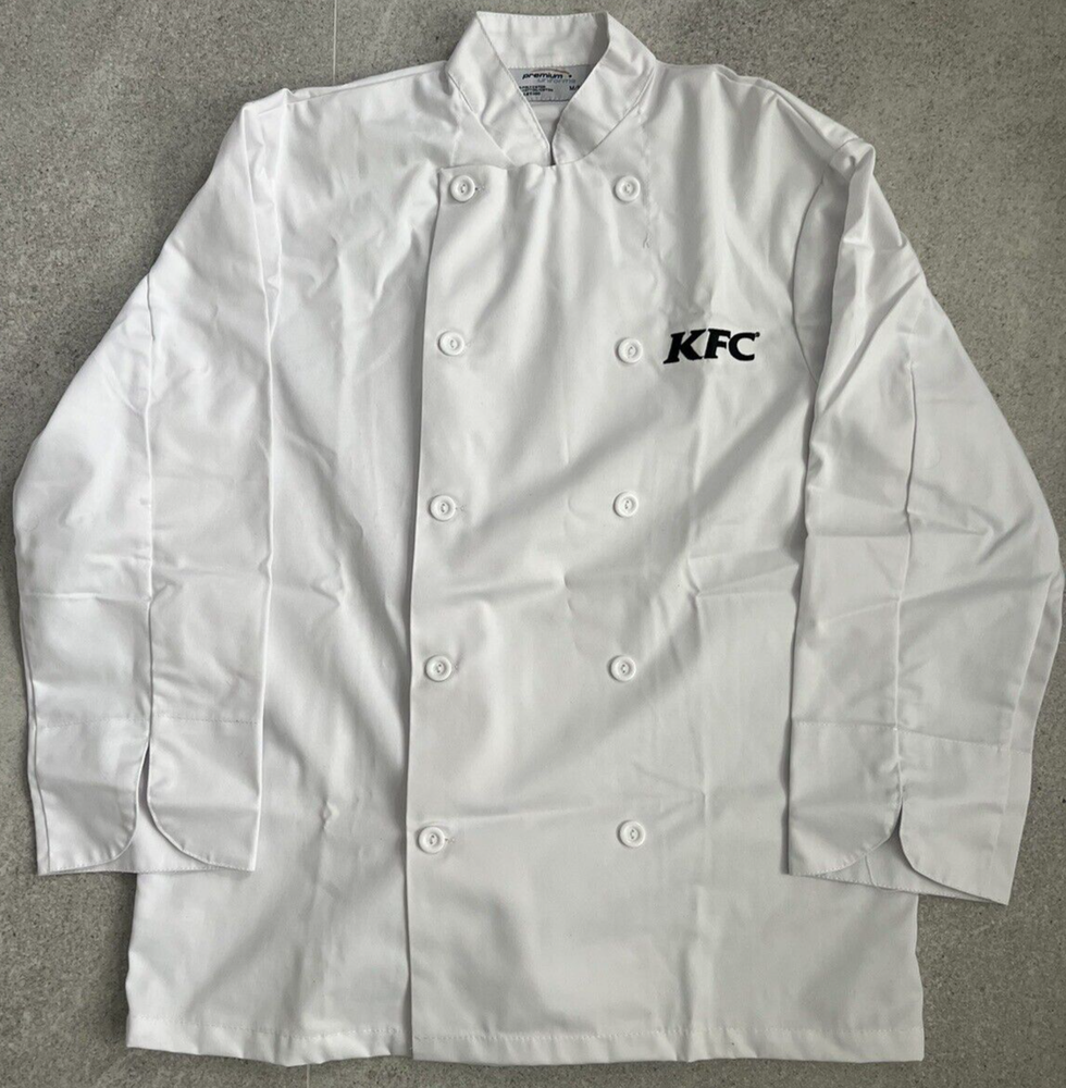 KFC Premium Uniforms Chef's Coat Double Breasted White Jacket Medium
