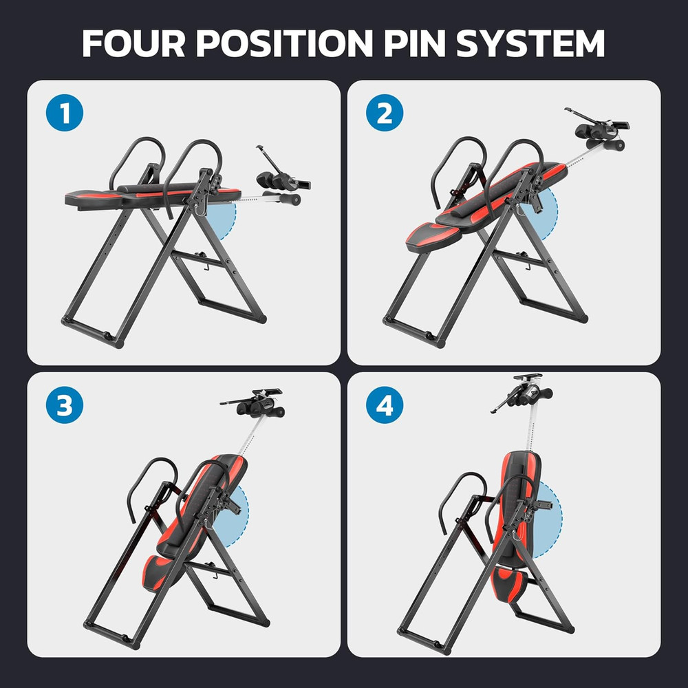 YOLEO Inversion Table for Back Pain 2026 Foldable Inversion Table W/Removable Lu