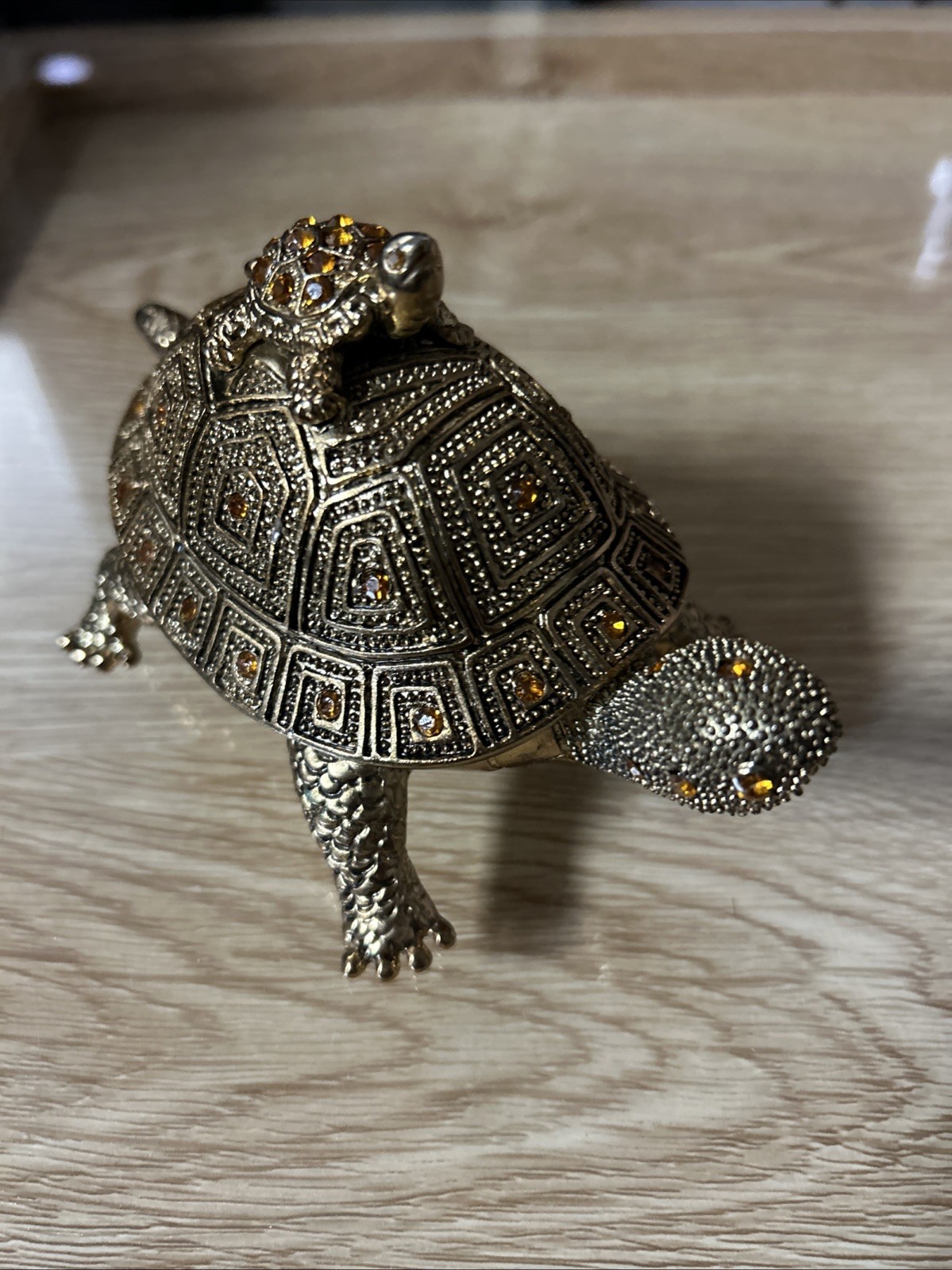 Bombay Co. Brass Turtle Jeweled rhinestone Trinket Box