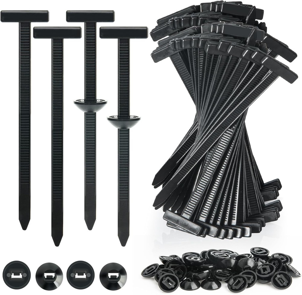 50PCS Nylon Universal Cable Tie Buckle, Self-Locking Retainer Fasteners, Cable T