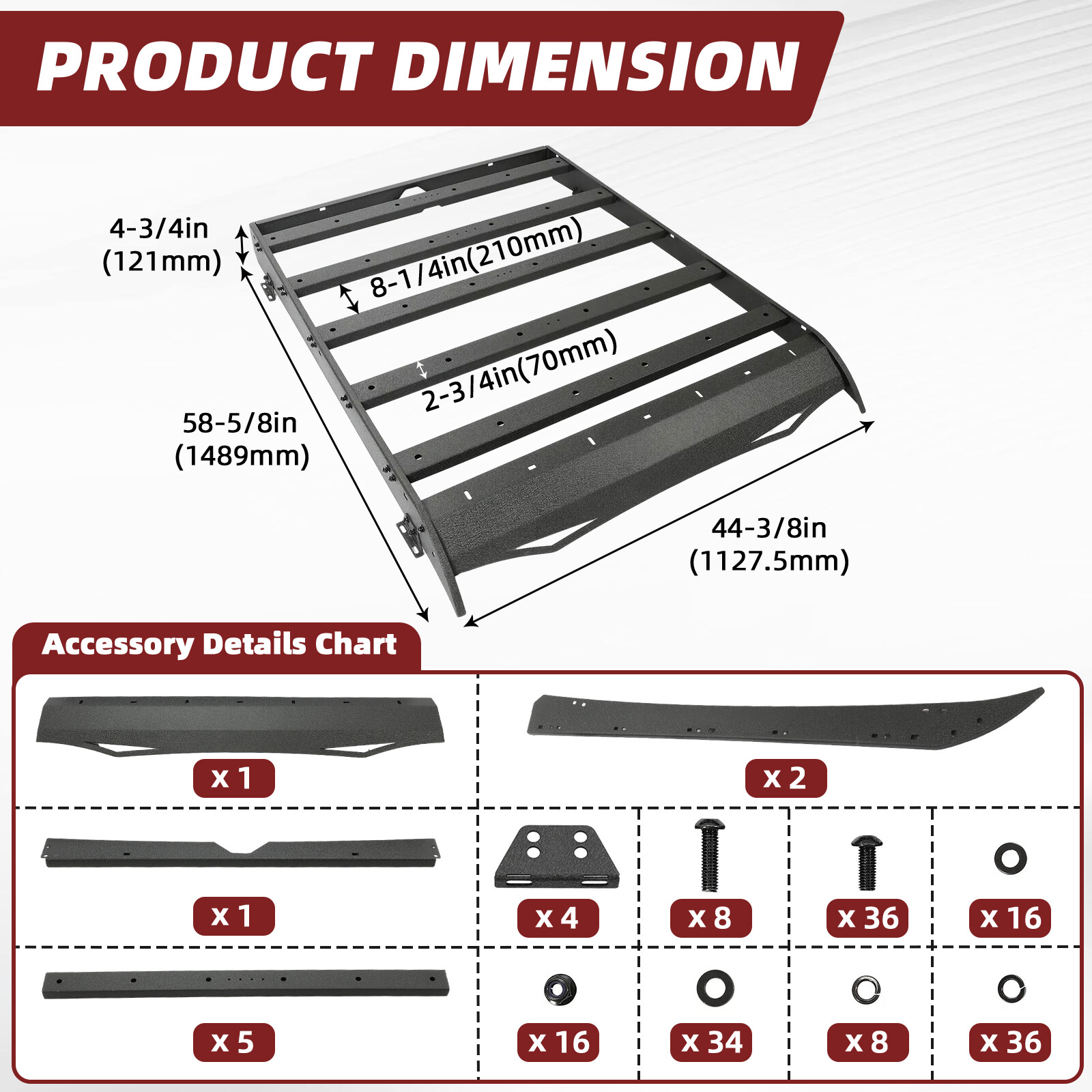 HECASA Roof Rack Cargo Luggage Carrier For Toyota Tacoma Double Cab 2005-2023