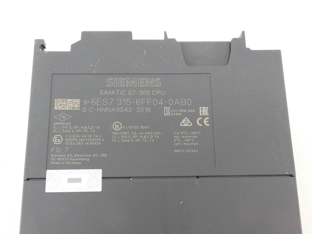 Siemens 6ES7 315-6FF04-0AB0 SIMATIC S7-300 Central Processing Unit CPU315F-2 ...