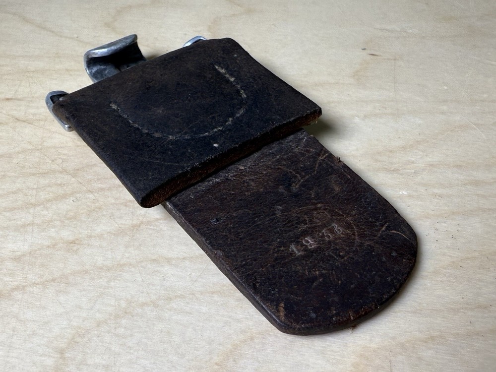 Original WW2 German Leather Strap Section with Aluminum Fitting – Dated 1938