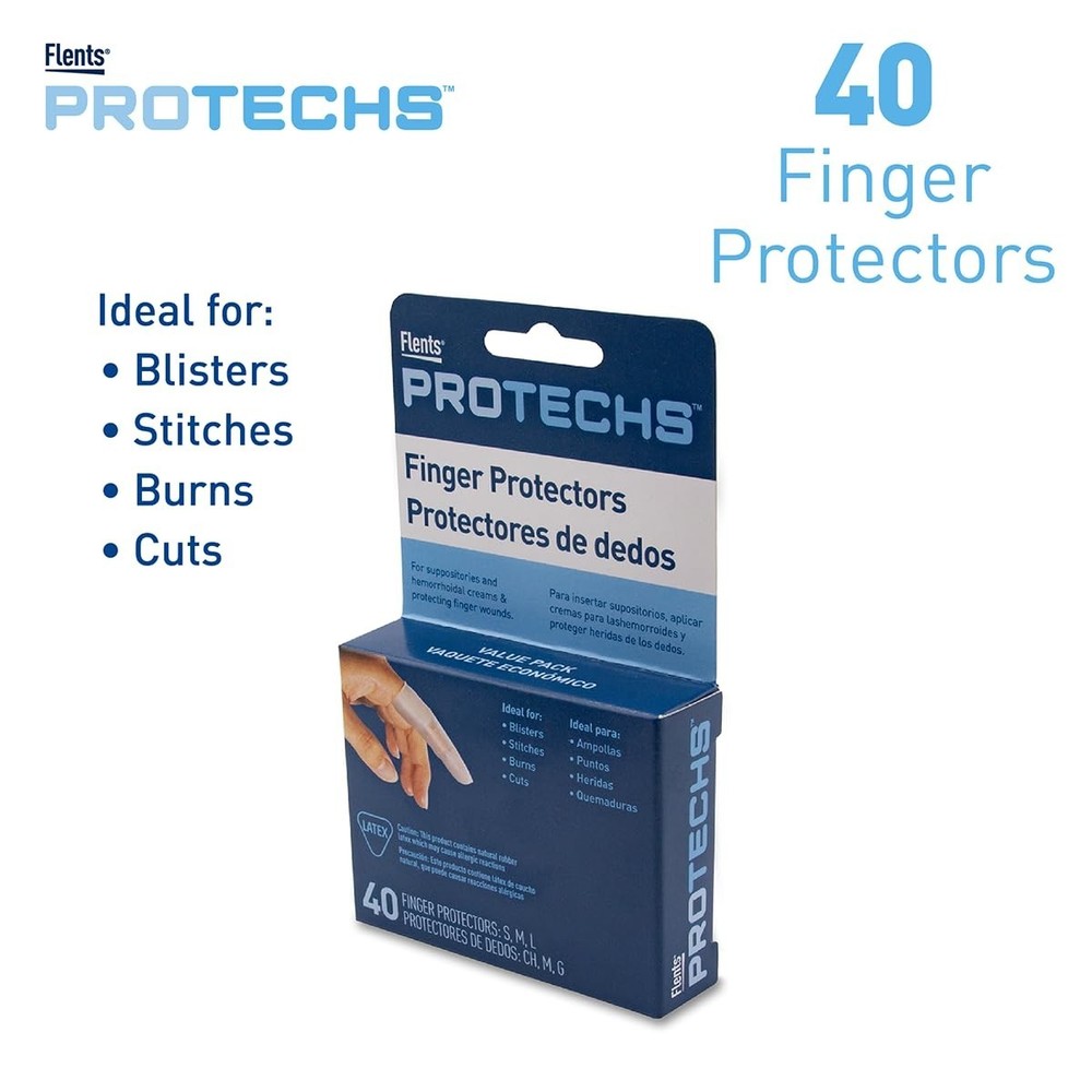 Protechs Durable Finger Protectors & Toe Cots - 40 Count, Assorted Sizes S/M/L