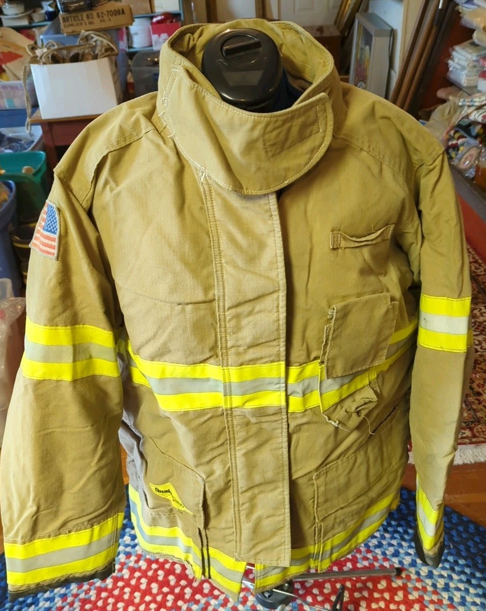 Retired Firefighter Turnout JACKET FIRE COAT USED Size 46X32X36 Navy Europe