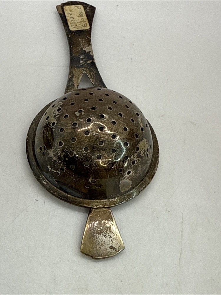 Vintage Silver Plated Tea Bag Strainer with Handle and Catch Dish, EPNS