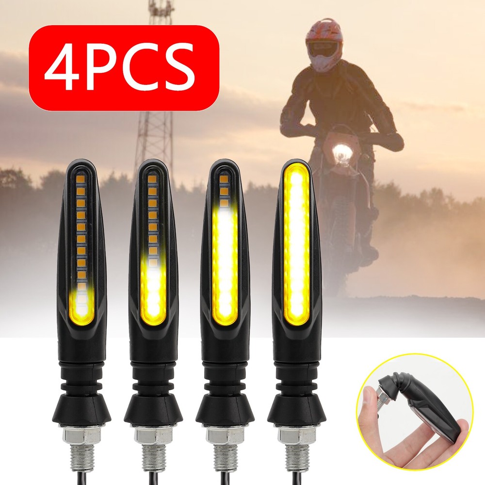 4PCS Flowing Motorcycle LED Turn Signals Light Indicator Blinker Tail Lights