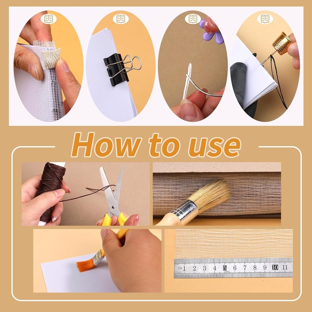 49 Pcs Book Binding Kits for Beginners Hand Bookbinding Tools Bookbinding Sup...