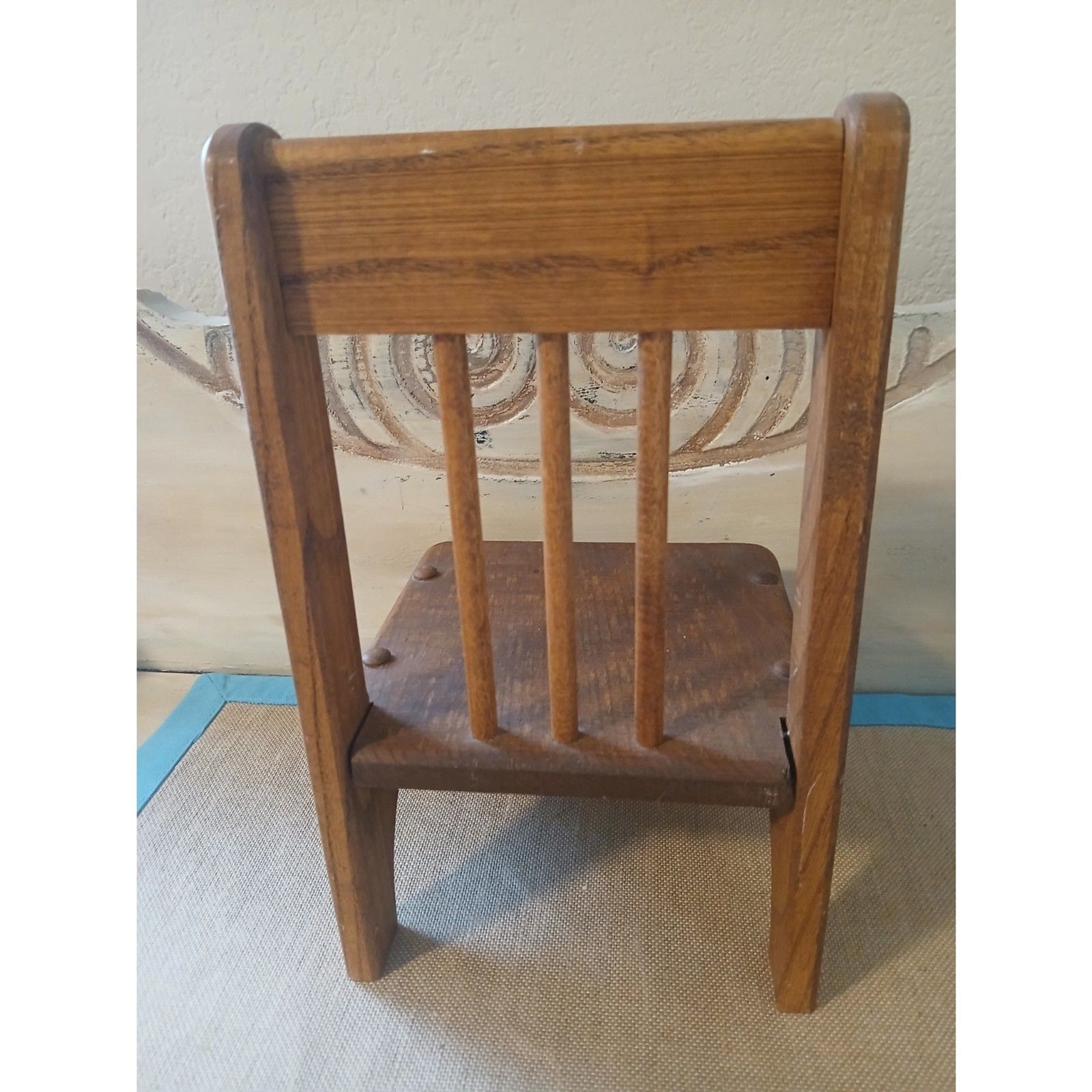 Vintage Handcrafted Wooden Doll Chair Maple Valley Woodcraft Ottumwa Iowa 10"H