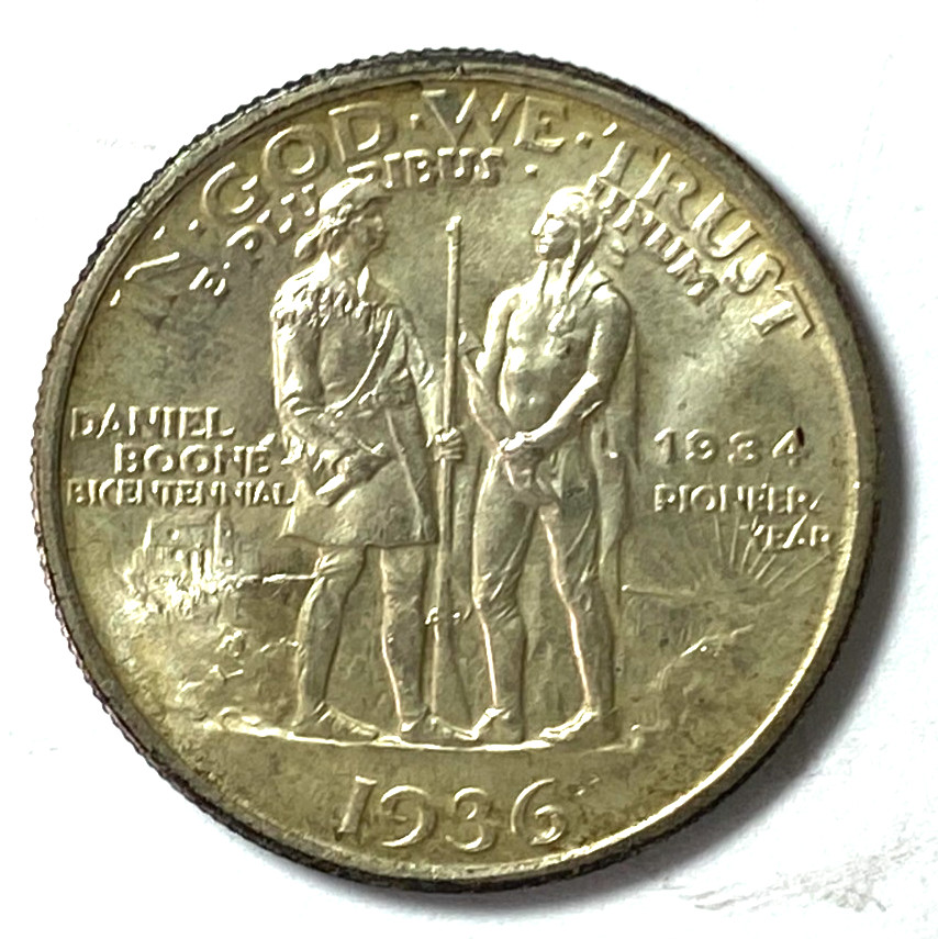 1936 50c Boone Commemorative Silver Half Dollar Uncirculated