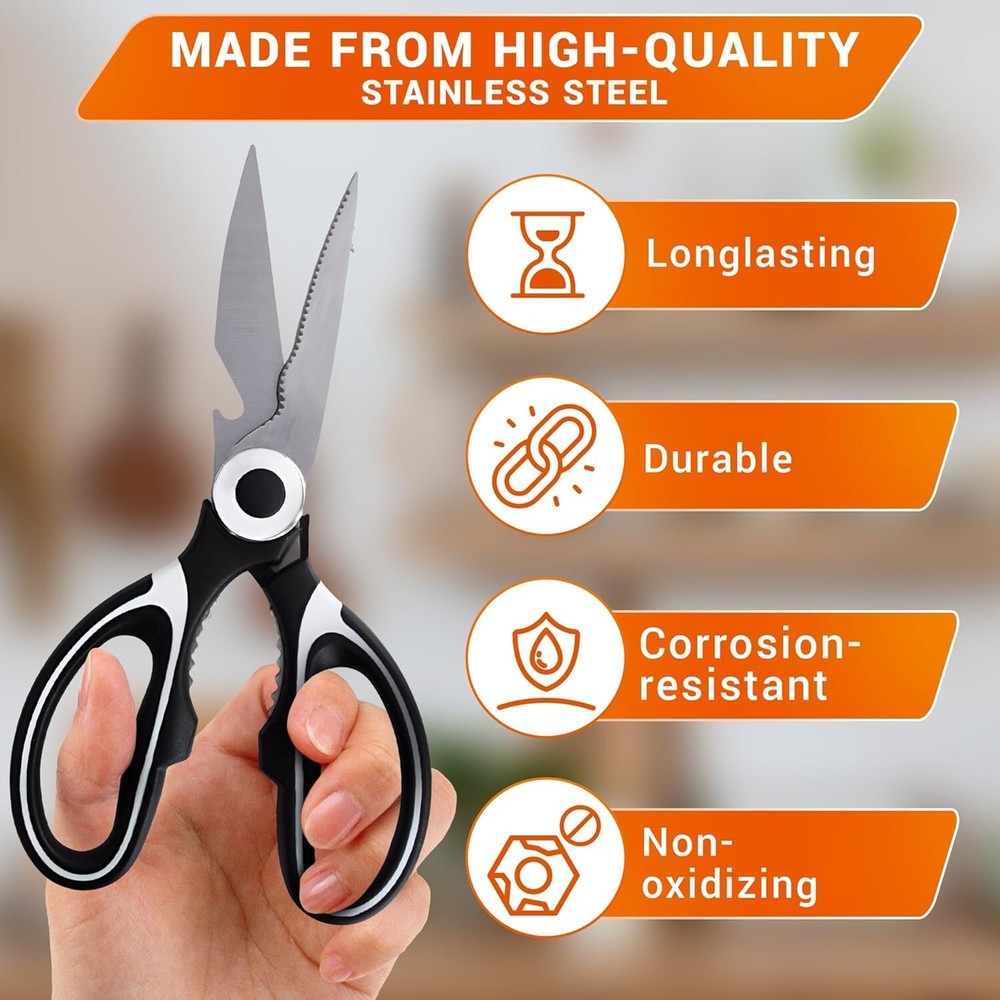 Kitchen Scissors Heavy Duty, Multi-Purpose Shears for Meat, Fish & Veggies