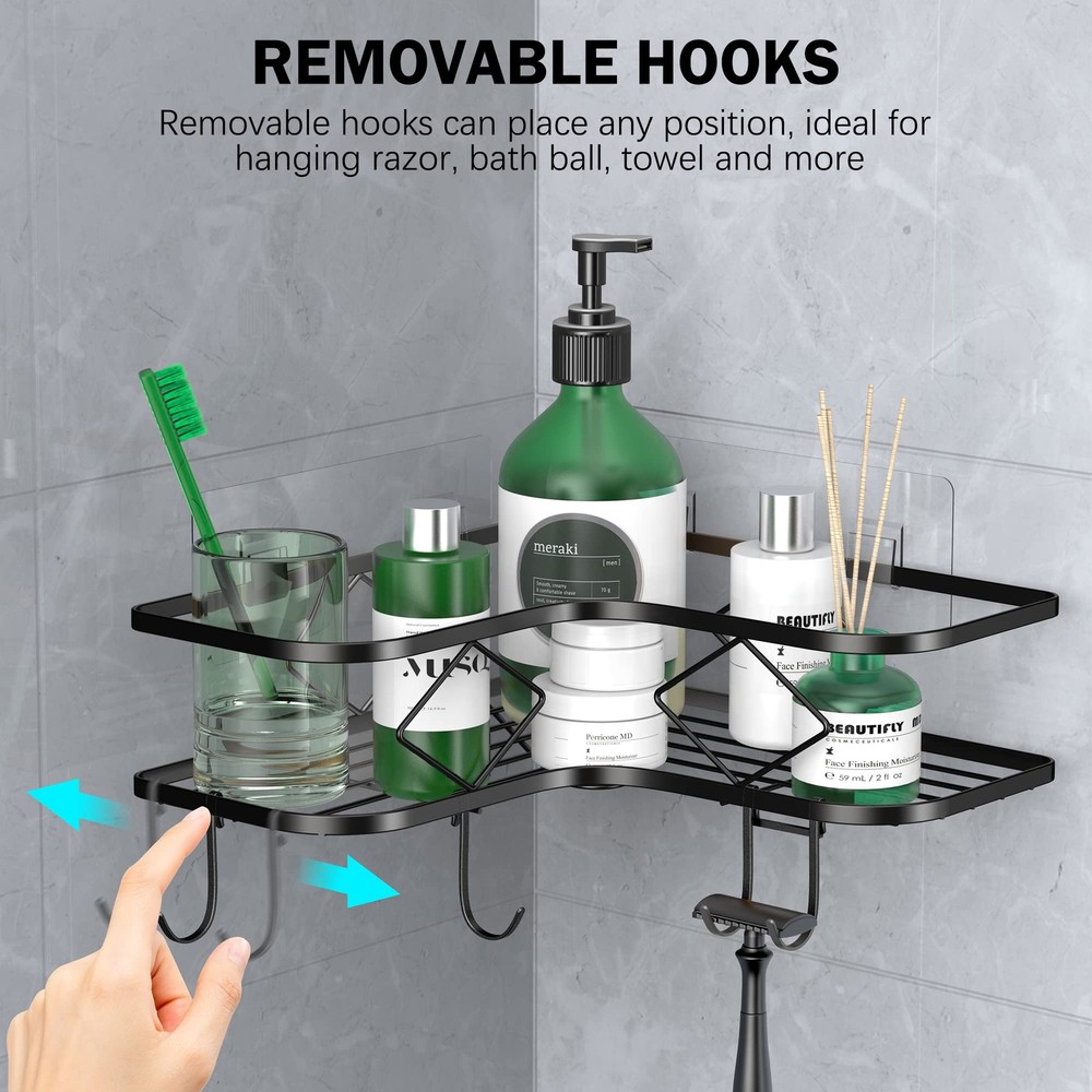 Shower Caddy, 2 Pack Corner Organizer Shelf, Rustproof Wall Mount Shower Stor...