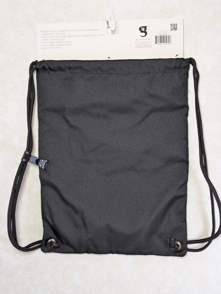 Geckobrands Limitless Black Drawstring Bag Backpack Cinch Closure
