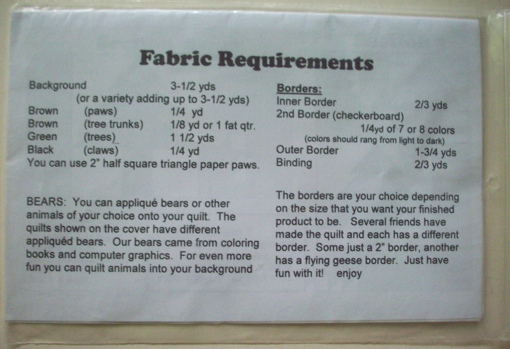 Walking in the woods quilt pattern *A14