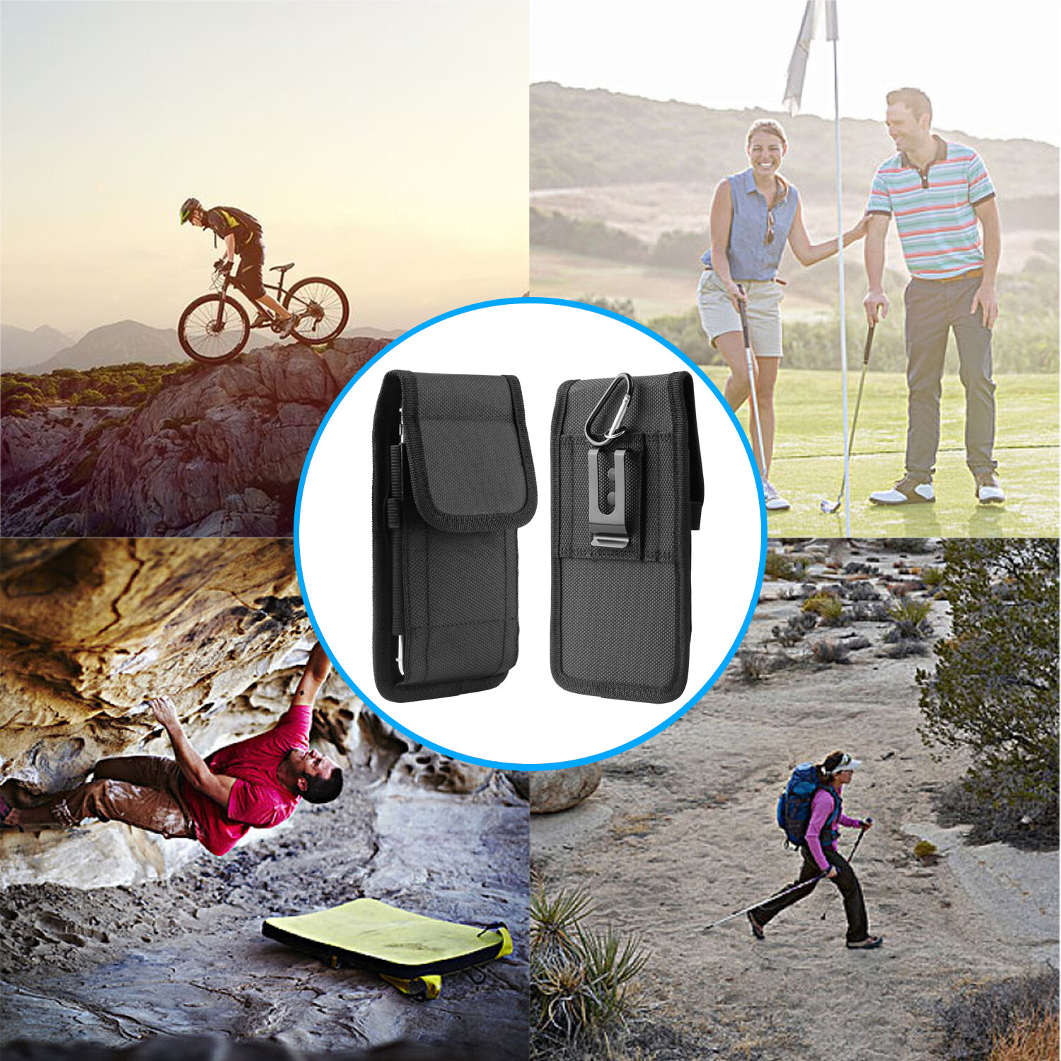 Universal Vertical Phone Holster Pouch with Belt Clip - Fits All Cell Phones