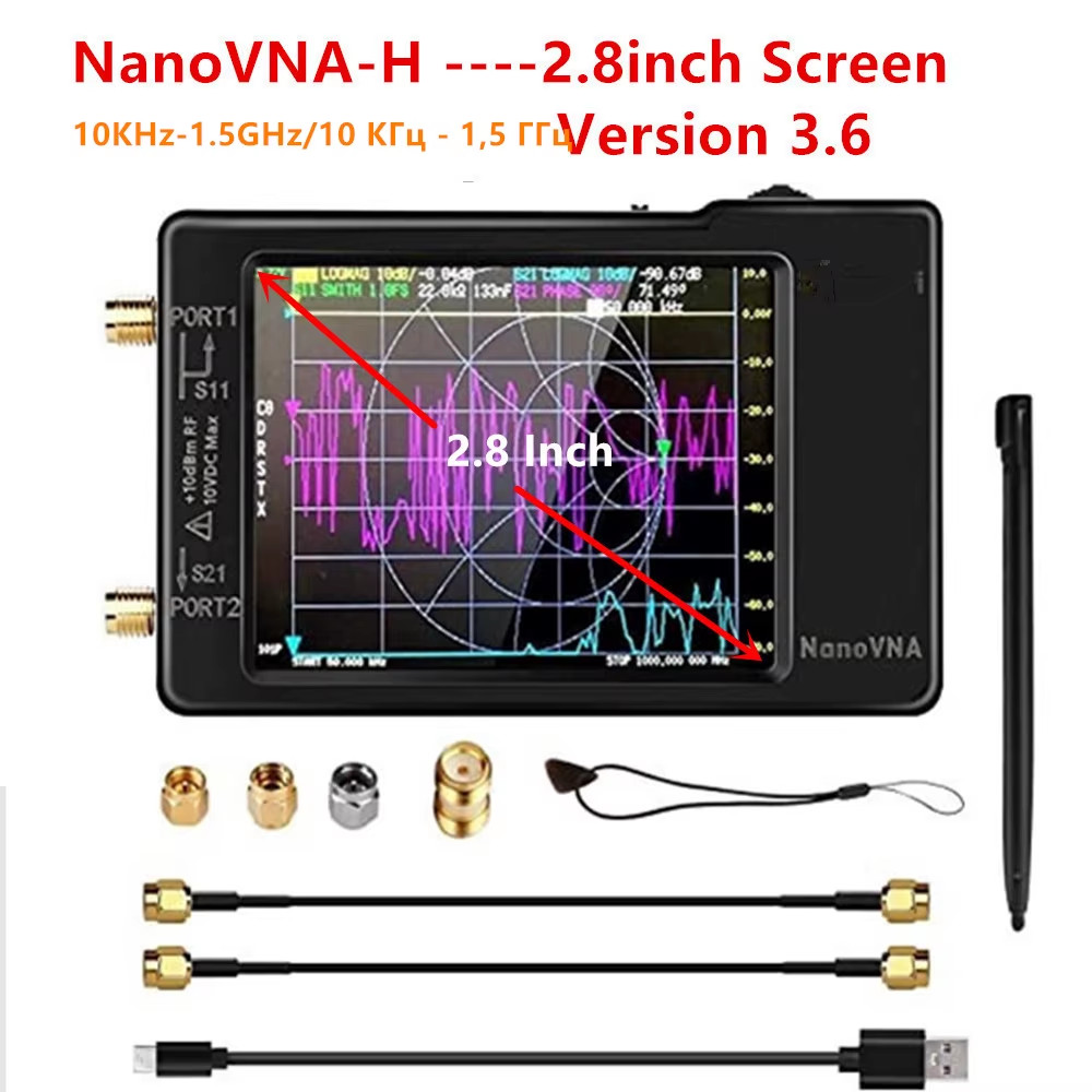 New Nanovna-H Vector Network Antenna Analyzer 2.8" Display 10Khz-1.5Ghz MF HF VH