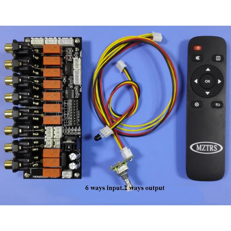 Remote control multi-function Audio sound source switching board 6-way input 2 w
