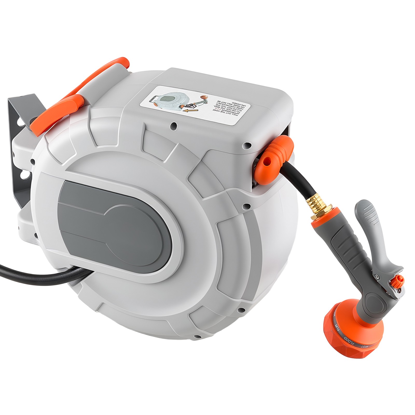 Uimoso Retractable Wall-Mounted Garden Hose Reel 1/2 inx50 ft with 9 Spray Modes