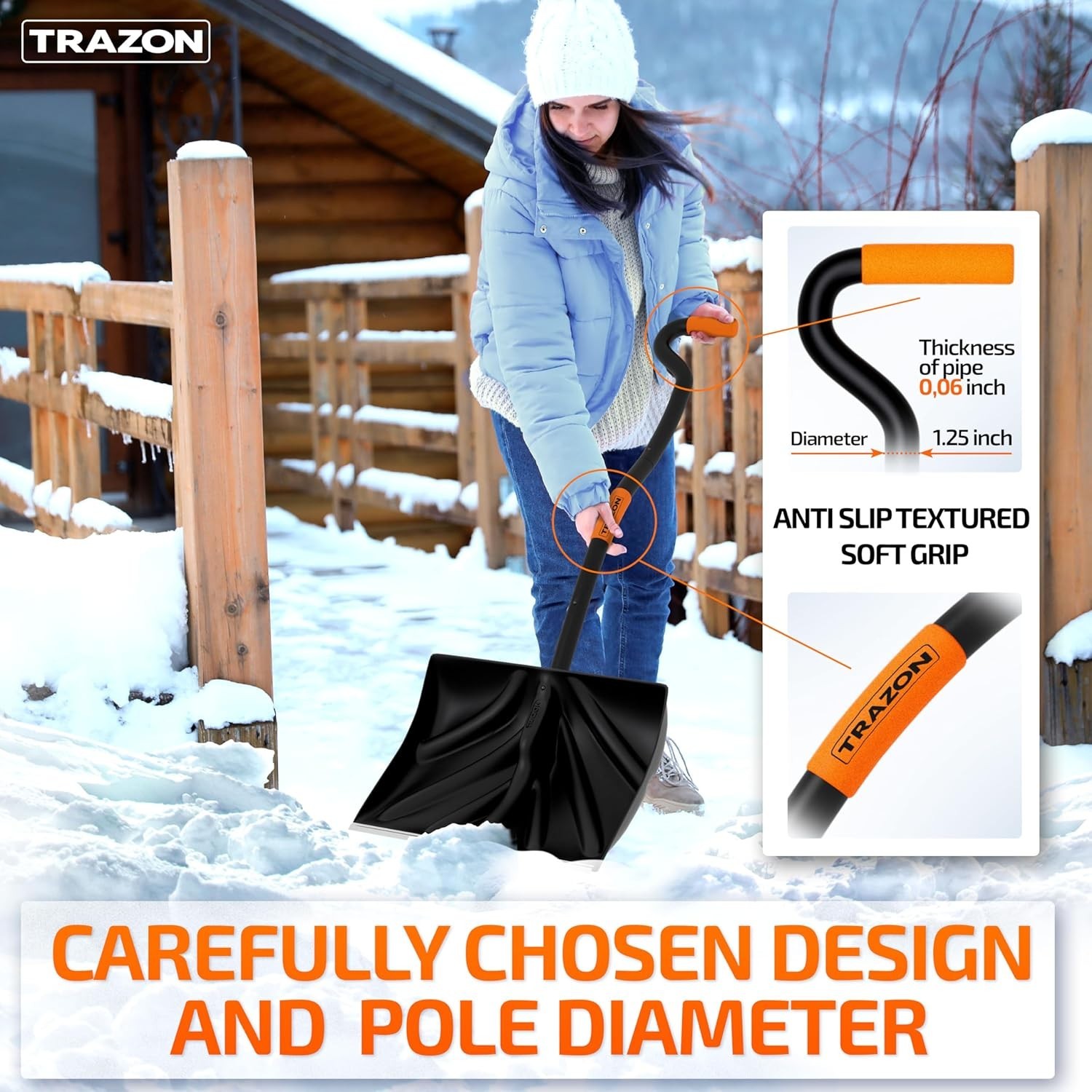 Trazon Snow Shovel Do you frequently face the wall of snow on your driveways, si